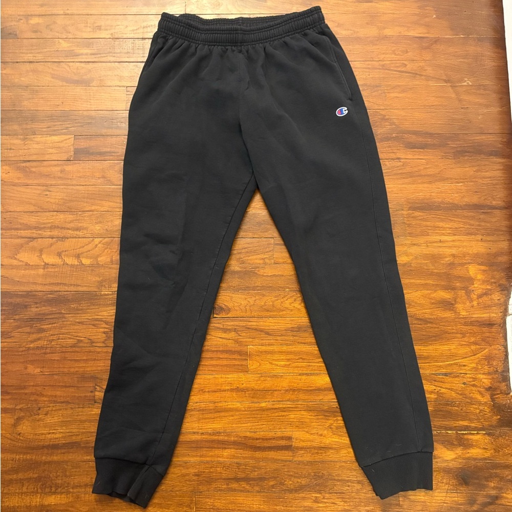 BLACK CHAMPION SWEATPANTS/JOGGERS - LARGE - CUFFED